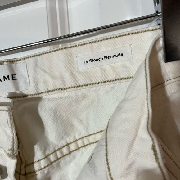 Nwt Frame Denim Le Slouch Off White Rips Bermuda Utility Shorts - Picture 5 of 6